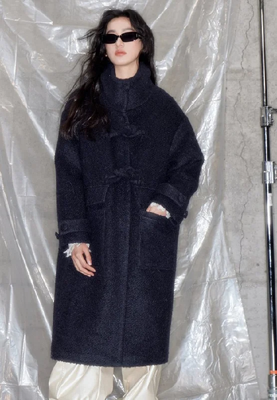 2-way Collar Wool Mix Chinese Style Button Coat DID0082 Collared Crew Neck Turtle Neck 2-way Collar Wool Mix Chinese Style Button Coat DID0082 Collared Crew Neck Turtle Neck