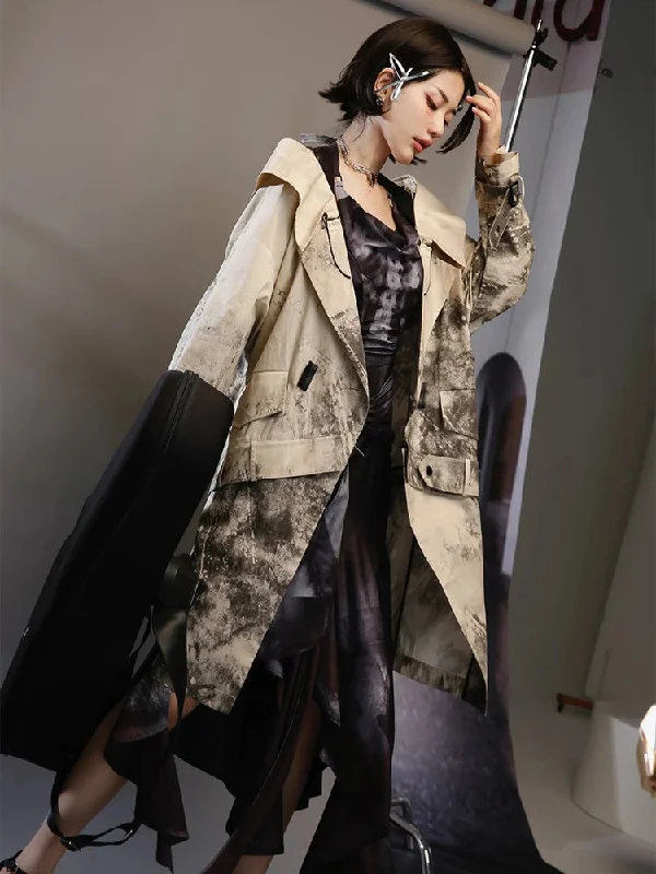 Nichi Leather Water-Color Chic Ink Long-Coat【s0000004016】 Off-the-Shoulder Jacket Double-Breasted Coat Single-Breasted Coat Nichi Leather Water-Color Chic Ink Long-Coat【s0000004016】 Off-the-Shoulder Jacket Double-Breasted Coat Single-Breasted Coat