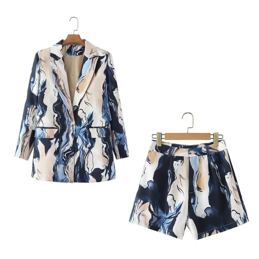 Women double row button printing suit coat+short Lapel Coat Peter Pan Collar Coat Cowl Neck Coat Women double row button printing suit coat+short Lapel Coat Peter Pan Collar Coat Cowl Neck Coat