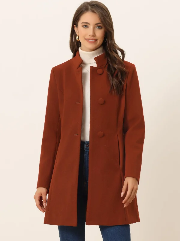 Mid-thigh Stand Collar Single Breasted Long Coat Square Neck One-Shoulder Off-the-Shoulder Mid-thigh Stand Collar Single Breasted Long Coat Square Neck One-Shoulder Off-the-Shoulder