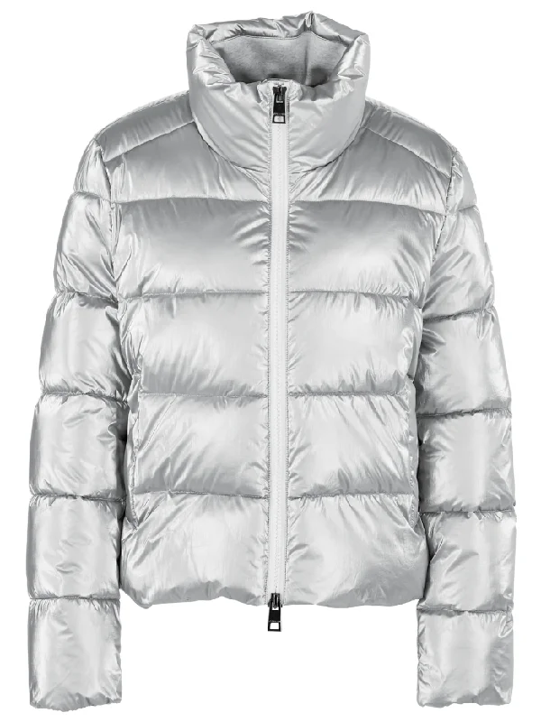 Marc Cain Additions Quilted Short Coat In Silver XA 12.08 W82 Col 800 Kimono Robe Cloak Marc Cain Additions Quilted Short Coat In Silver XA 12.08 W82 Col 800 Kimono Robe Cloak