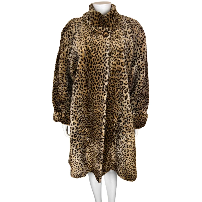 1980s Vintage Leopard Faux Fur Coat by Utex Ladies Size S Cape Coat Herringbone Coat Tweed Coat 1980s Vintage Leopard Faux Fur Coat by Utex Ladies Size S Cape Coat Herringbone Coat Tweed Coat