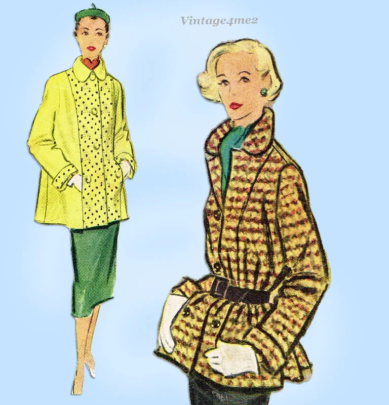 McCall 8646: 1950s High Fashion Misses Coat Size 32 Bust Vintage Sewing Pattern Off-the-Shoulder Jacket Double-Breasted Coat Single-Breasted Coat McCall 8646: 1950s High Fashion Misses Coat Size 32 Bust Vintage Sewing Pattern Off-the-Shoulder Jacket Double-Breasted Coat Single-Breasted Coat