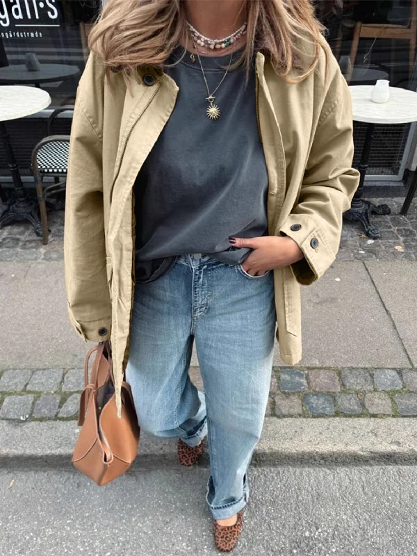 Hazel Blues® | Collared Neck Long Sleeve Trench Coat Asymmetrical Collar Hooded Zippered Hazel Blues® | Collared Neck Long Sleeve Trench Coat Asymmetrical Collar Hooded Zippered