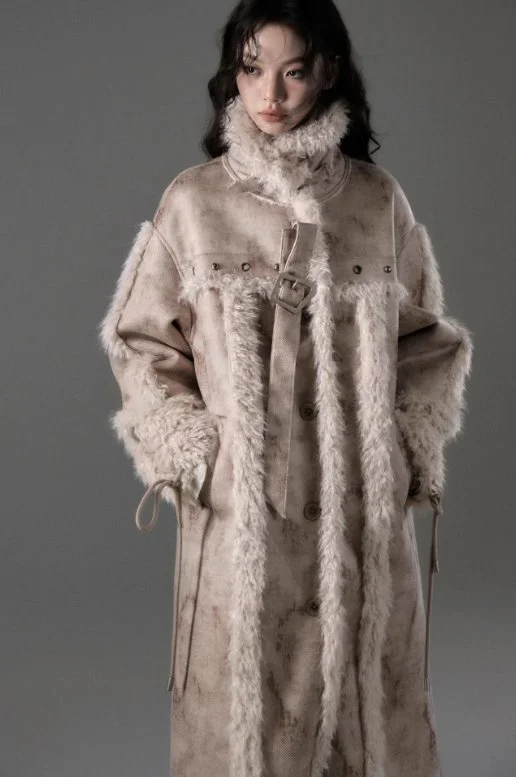 Long thick coat with belt and fur design SAL0014 Sleeveless Short Sleeve Long Sleeve Long thick coat with belt and fur design SAL0014 Sleeveless Short Sleeve Long Sleeve