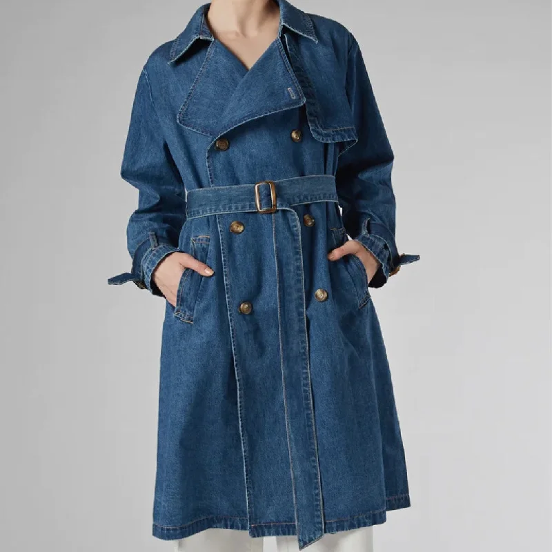 Dricoper | Reya Denim Trench Coat Down Puffer Quilted