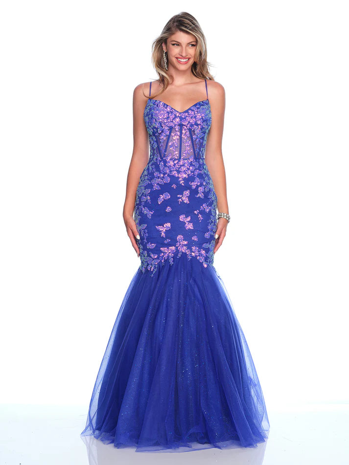 Dave & Johnny 12134 Size 6 Royal Sheer Sequin Corset Mermaid Prom Dress Shimmer Tulle Pageant Gown Dave & Johnny 12134 Size 6 Royal Sheer Sequin Corset Mermaid Prom Dress Shimmer Tulle Pageant Gown