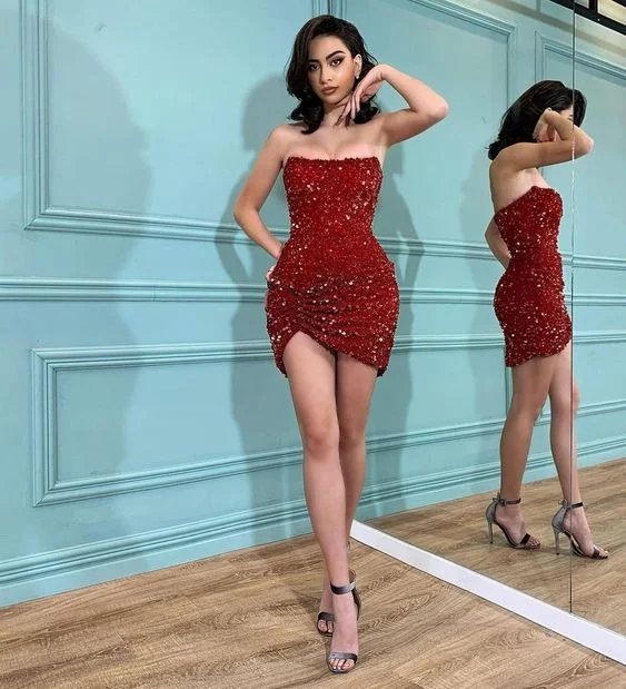 Cute short homecoming dress sequin c3264