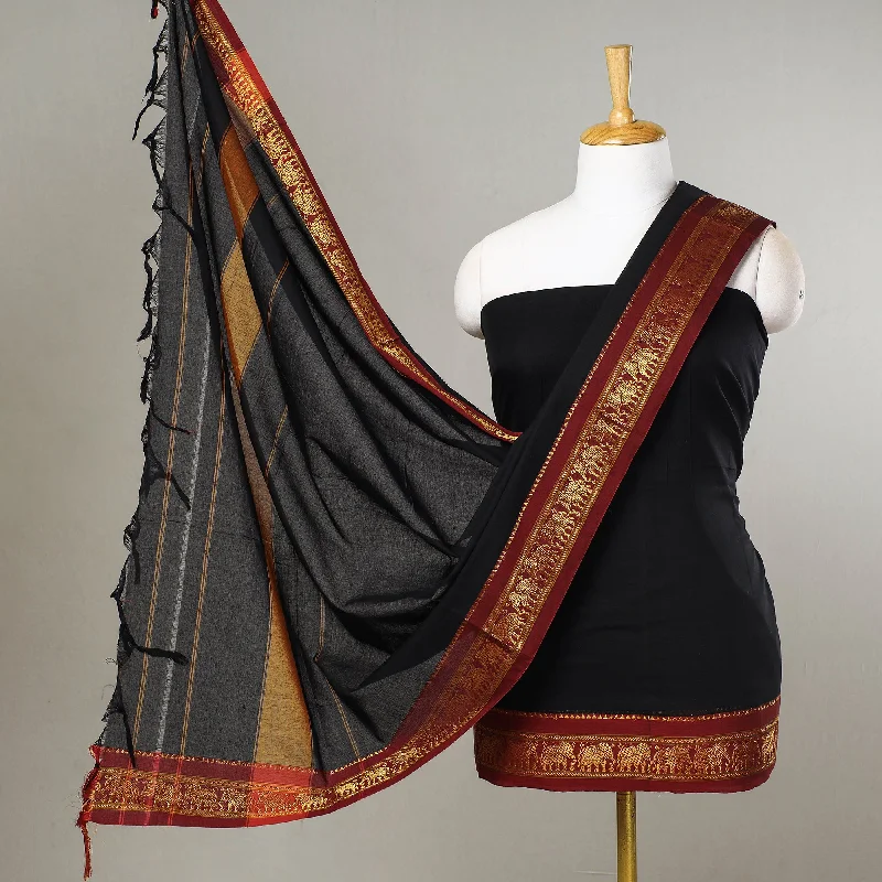 Black - 3pc Traditional Cotton Dharwad Dress Material 40