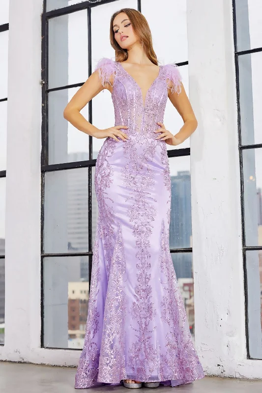 Adora 3148 Glitter Long Printed Prom Mermaid Formal Dress