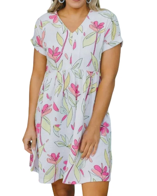 Harper Fab Floral Dress in White Print | White Print