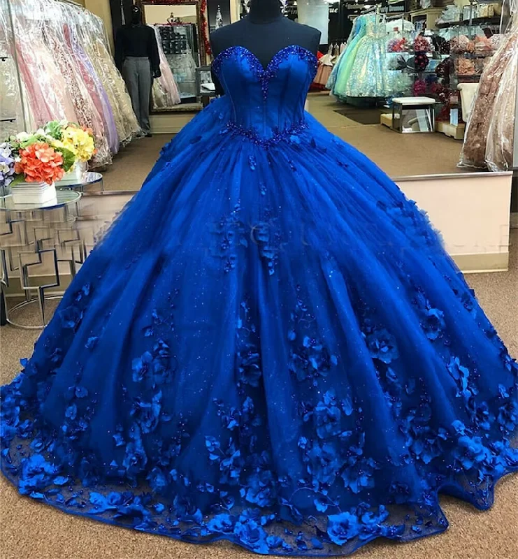 Royal Blue Princess Dress Royal Blue Quinceanera Dress With 3D Flowers Stunning Ball Gown Y281 Royal Blue Princess Dress Royal Blue Quinceanera Dress With 3D Flowers Stunning Ball Gown Y281