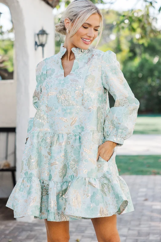 Always On My Mind Mint Green Floral Dress