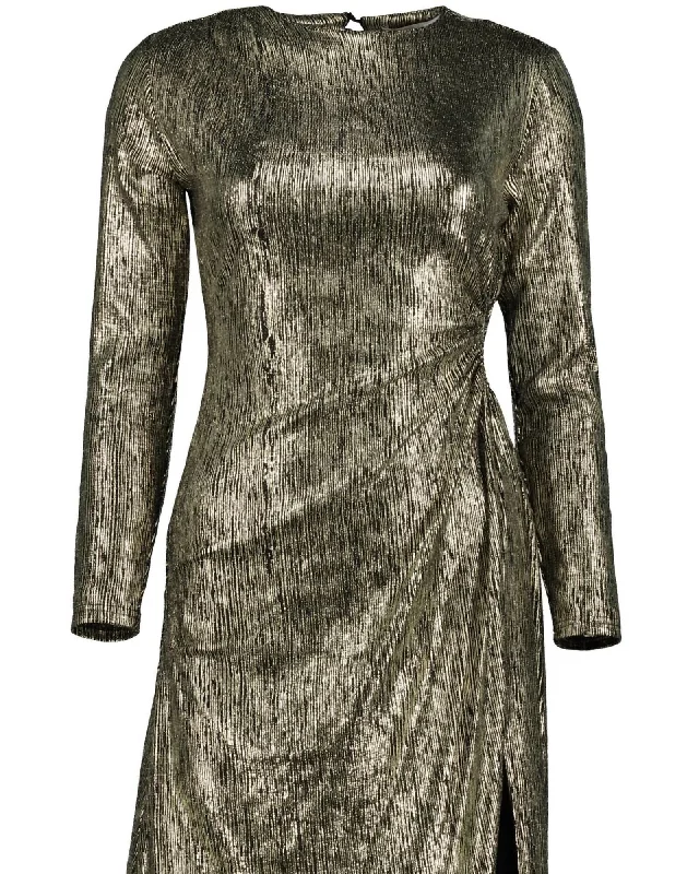 Angelina Cut Out Dress In Gold Metallic | Gold Metallic