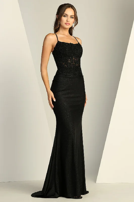 Adora 3224 Prom Long Fitted Slit Corset Lace Formal Dress