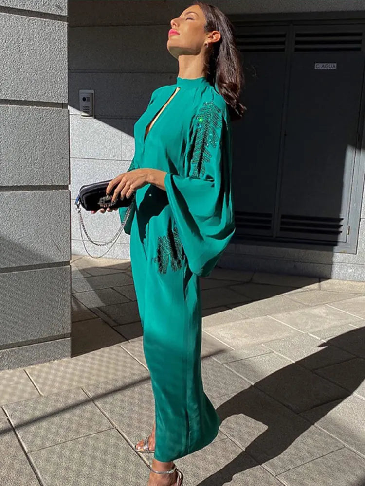 Znbbw Long Sleeve Sequin Leaf Medium Dress Women Elegant Hollow Out Lace Up Dresses Female Fashion Streetwear Clothing Znbbw Long Sleeve Sequin Leaf Medium Dress Women Elegant Hollow Out Lace Up Dresses Female Fashion Streetwear Clothing