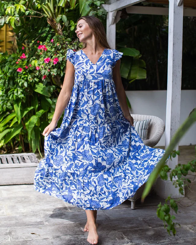 Astrid Long Dress - Blue Chintz