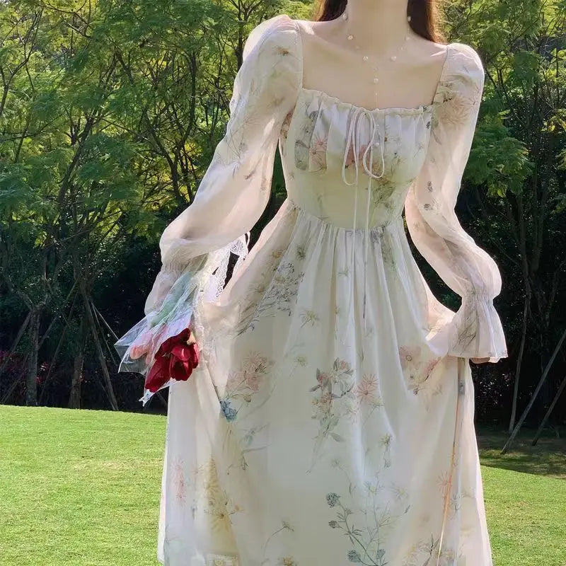 Spring/Summer Fashion New Long Sleeved Chiffon Dress Fairy Girl Forest Style Gentle French First Love Dresses Female Clothing Spring/Summer Fashion New Long Sleeved Chiffon Dress Fairy Girl Forest Style Gentle French First Love Dresses Female Clothing