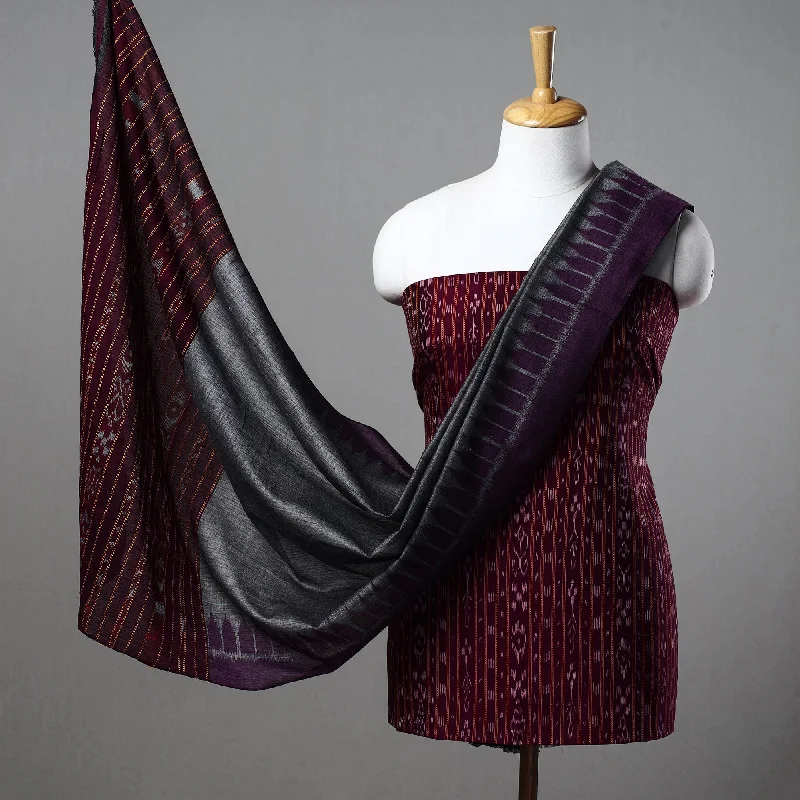 Purple - 3pc Cotton Sambalpuri Ikat Dress Material 01