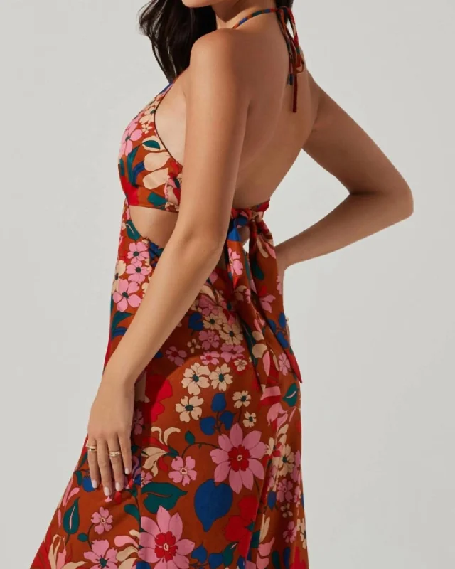 Talitha Dress In Rust Pink Floral | Rust Pink Floral