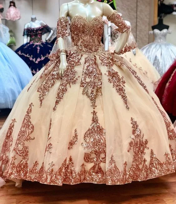 Bling Sequin Appliques Quinceanera Dresses With Removable Sleeve Sweetheart Ball Gown Y526 Bling Sequin Appliques Quinceanera Dresses With Removable Sleeve Sweetheart Ball Gown Y526
