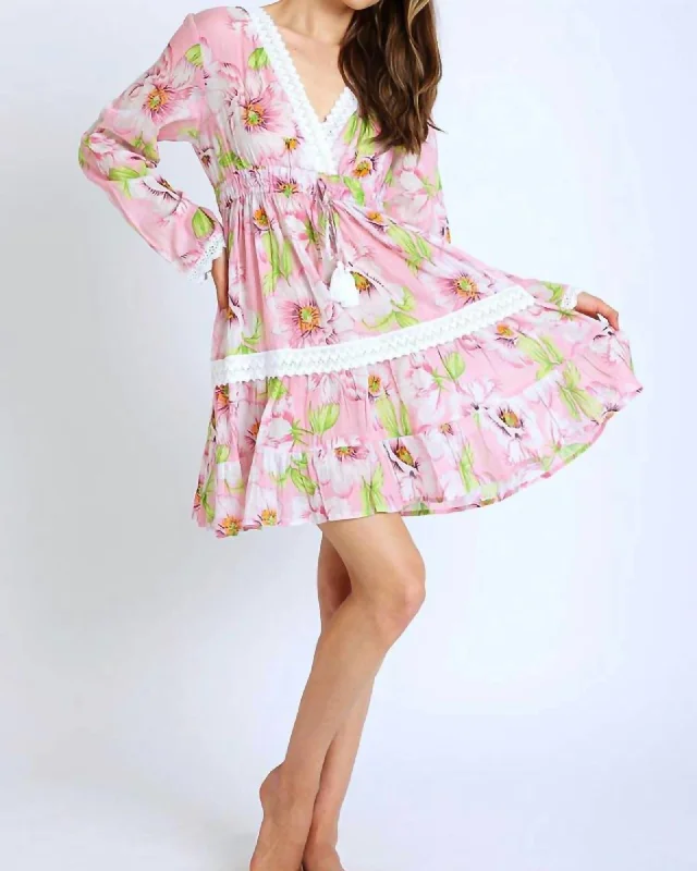 Yael Tunic Dress In Pinks/Light Green | Pinks/Light Green