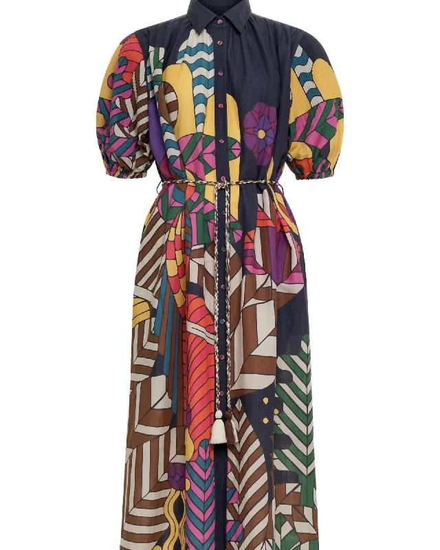Valerie Pleated Kaftan Dress in Tropix | Tropix