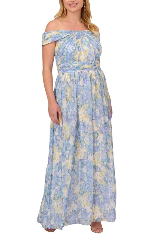 Adrianna Papell AP1E210484 W - Printed Off Shoulder Evening Dress Tunics Sophisticated sleek Adrianna Papell AP1E210484 W - Printed Off Shoulder Evening Dress Tunics Sophisticated sleek