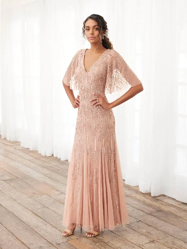 Adrianna Papell Platinum - 40395 Flutter Sleeves Evening Dresses Tunics Practical durable Adrianna Papell Platinum - 40395 Flutter Sleeves Evening Dresses Tunics Practical durable