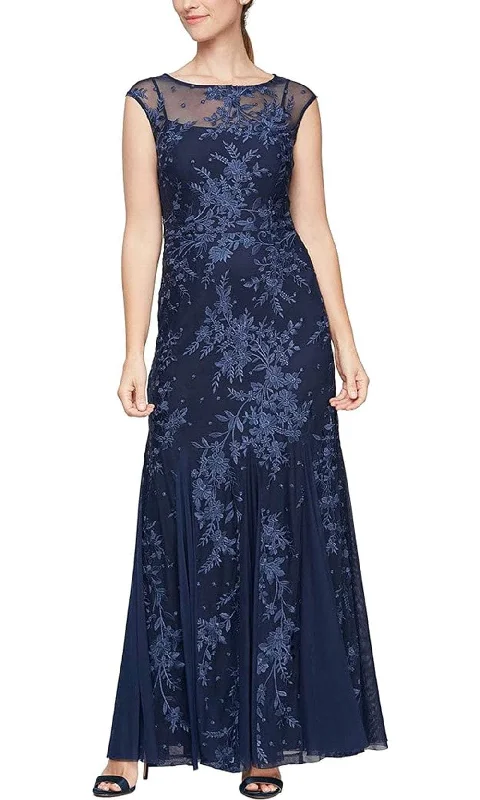 Alex Evenings 81171251 - Embroidered Godet Evening Dress Tunics Bridal satin