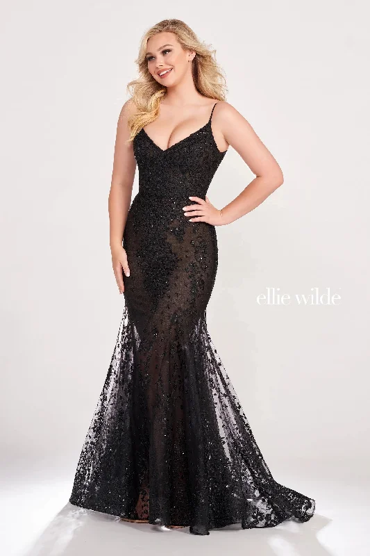 Ellie Wilde EW34030 Prom Glitter Mermaid Formal Evening Dress Tunics Silk luxurious