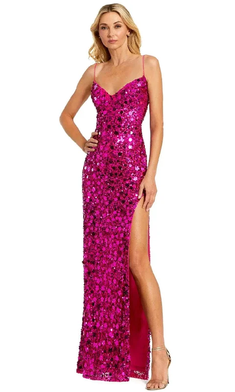 Mac Duggal 10047 - Sequin High Slit Evening Dress Tunics Fleece cozy