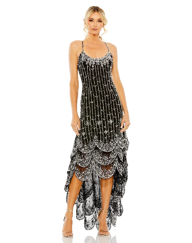 Mac Duggal 93962 Fitted High Low Beaded Evening Dress Tunics Seasonal trendy