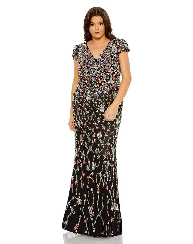 Mac Duggal 5751 Long Formal Plus Size Evening Dress Tunics Prom sequined