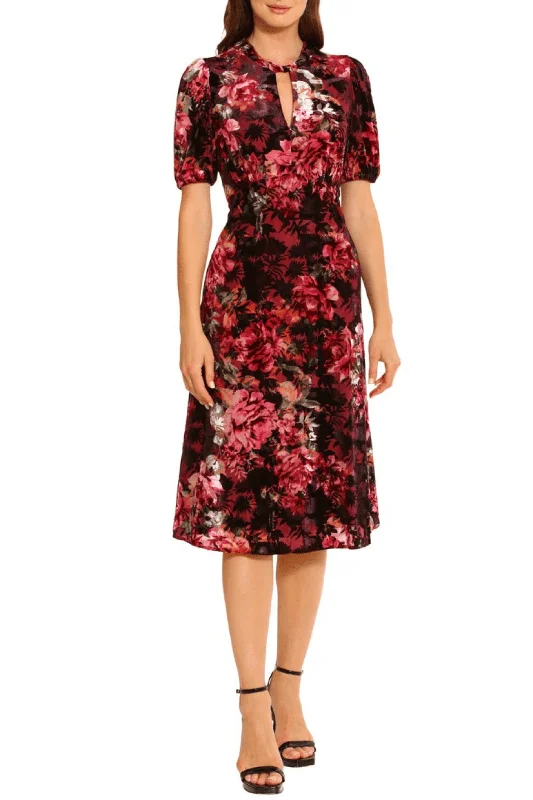 Maggy London G5393M - Puff Sleeve Floral Print Evening Dress Tunics Cozy comfortable Maggy London G5393M - Puff Sleeve Floral Print Evening Dress Tunics Cozy comfortable