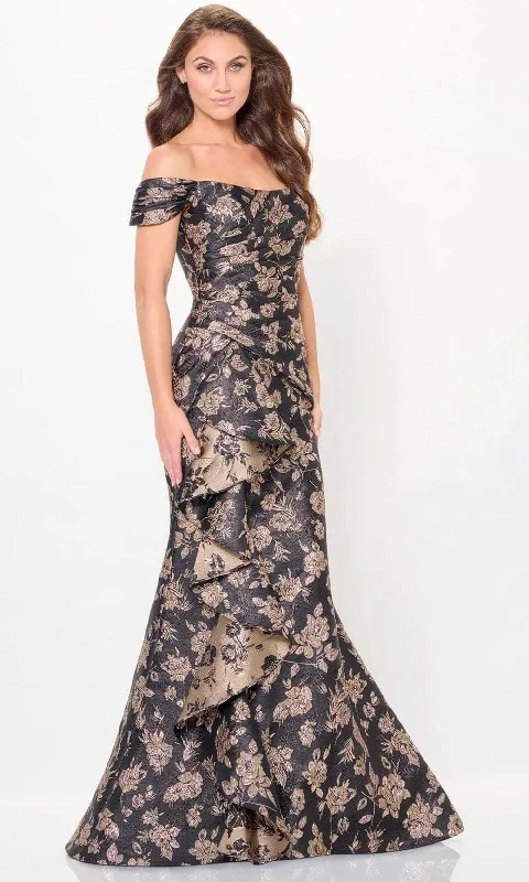 Montage by Mon Cheri M905 - Off Shoulder Brocade Evening Dress High-Low Hemline Casual Montage by Mon Cheri M905 - Off Shoulder Brocade Evening Dress High-Low Hemline Casual