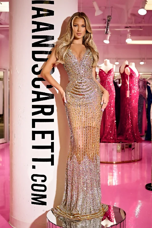 Portia and Scarlett PS23720C Formal Beaded Long Prom Evening Dress Off-the-shoulder Bohemian Festive Portia and Scarlett PS23720C Formal Beaded Long Prom Evening Dress Off-the-shoulder Bohemian Festive