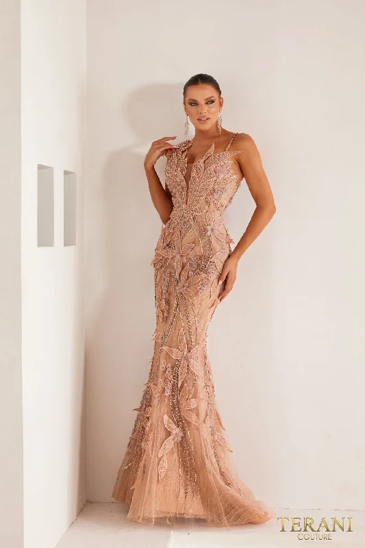 Terani Couture 241GL2697 Long Formal Evening Dress Tunics Mesh breathable