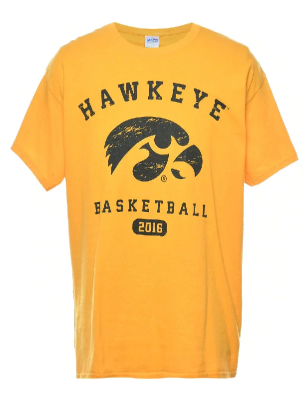 Hawkeye Basketball Printed T-shirt - L Terry Blend Velvet Blend Canvas Blend