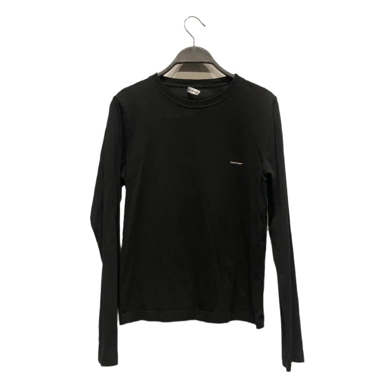 BALENCIAGA/LS T-Shirt/M/Cotton/BLK/SMALL LOGO Ribbed T-Shirt High Neck Heavyweight