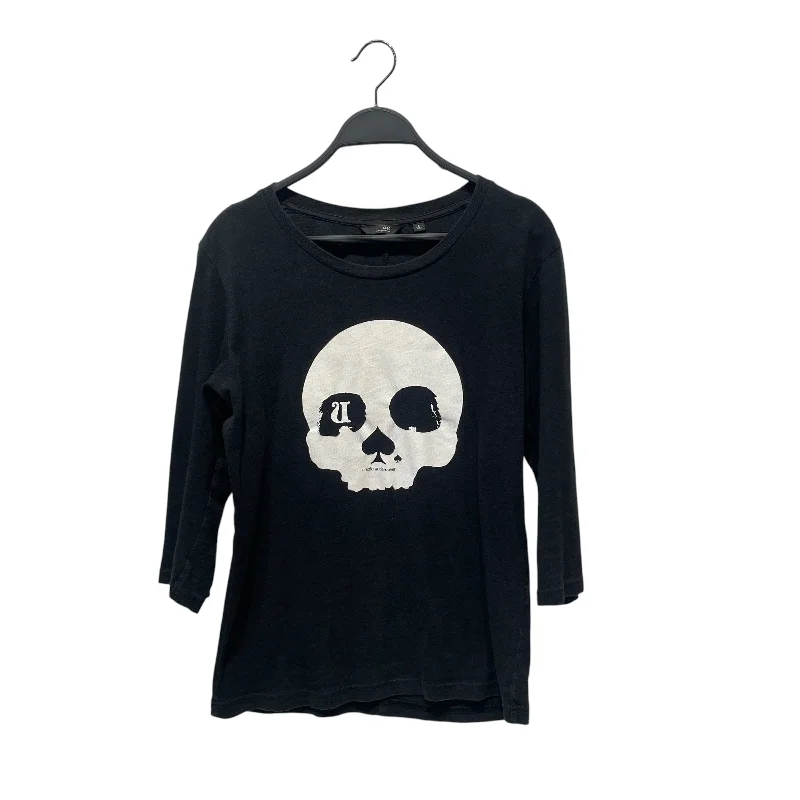 UNDERCOVER/UNIQLO/LS T-Shirt/S/Cotton/BLK/SKULL Silk Blend Satin Velvet