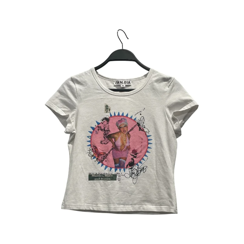 I.AM.GIA/T-Shirt/S/Graphic/Cotton/WHT/ Embroidered Appliqued Beaded