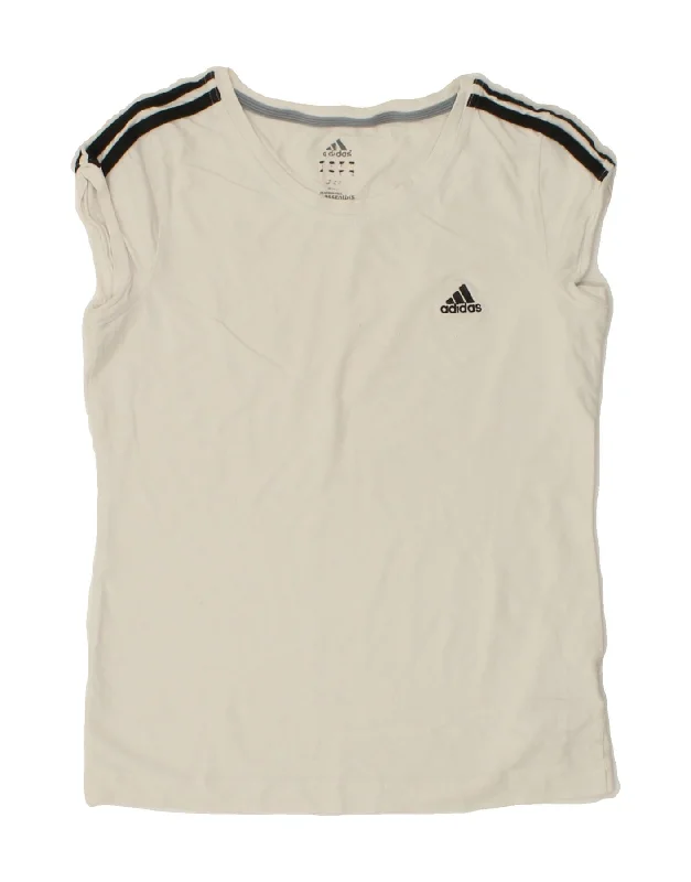 ADIDAS Womens T-Shirt Top UK 12 Medium White Cotton Hooded Caped Shawl Collar