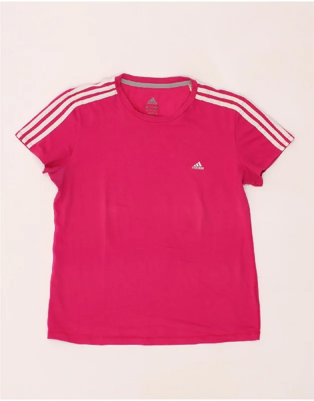 ADIDAS Womens T-Shirt Top UK 16/18 Large Pink Notch Collar Peter Pan Collar Cowl Neck