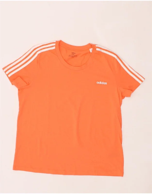 ADIDAS Womens T-Shirt Top UK 24/26 2XL Orange Cotton Satin Fabric Silk Fabric Chiffon Fabric