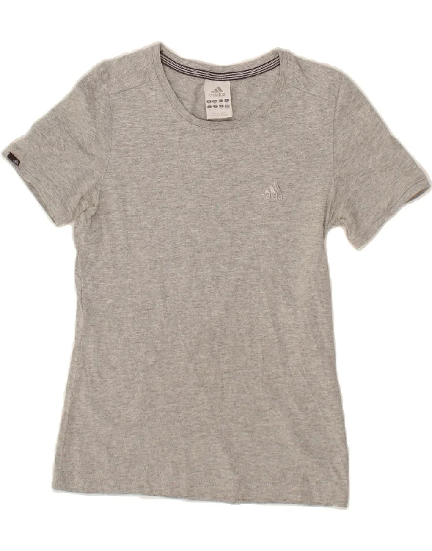 ADIDAS Womens T-Shirt Top UK 6 XS Grey Chenille Blend Fleece Blend Nylon Blend