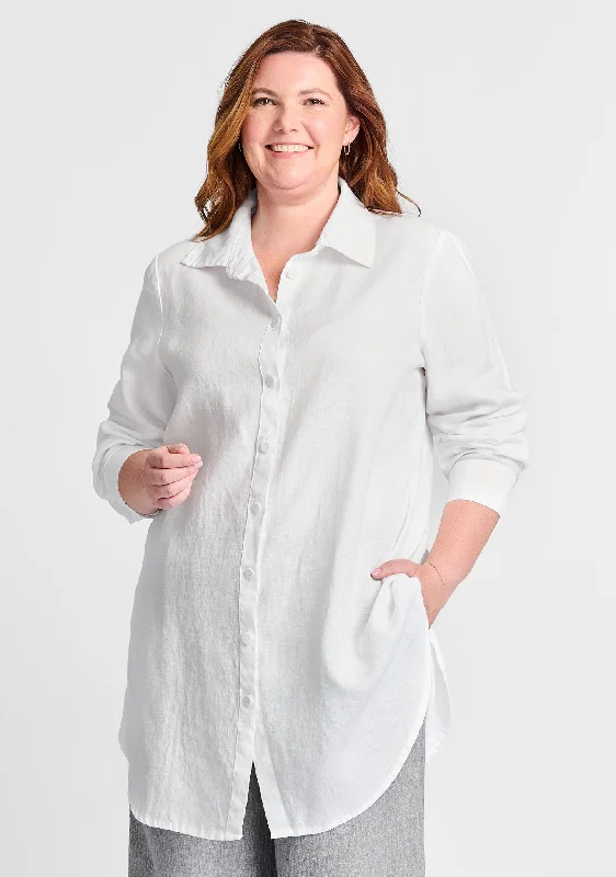 Afternoon Cover - Linen Button Down Shirt - FINAL SALE Basic T-Shirt Crew Neck Short Sleeve