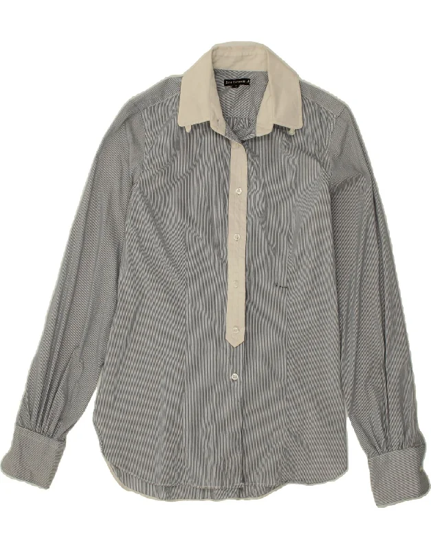 BEST COMPANY Womens Shirt UK 10 Small Blue Pinstripe Cotton Terry Blend Velvet Blend Canvas Blend BEST COMPANY Womens Shirt UK 10 Small Blue Pinstripe Cotton Terry Blend Velvet Blend Canvas Blend