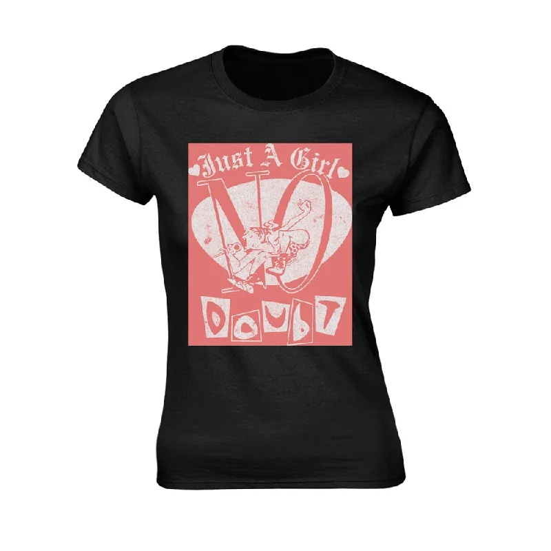 No Doubt Ladies T-shirt: Jump Girl Solid Print Embellished