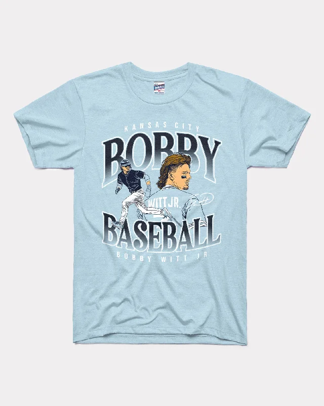 Bobby Baseball Powder Blue T-Shirt Chenille Fabric Brocade Fabric Lace Fabric
